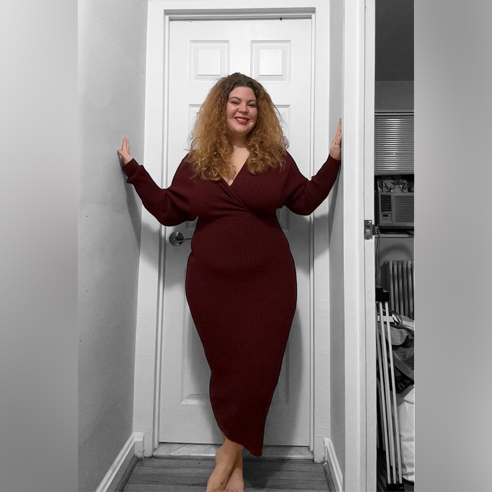 Lulu's Deep Red Long Sleeve Dress